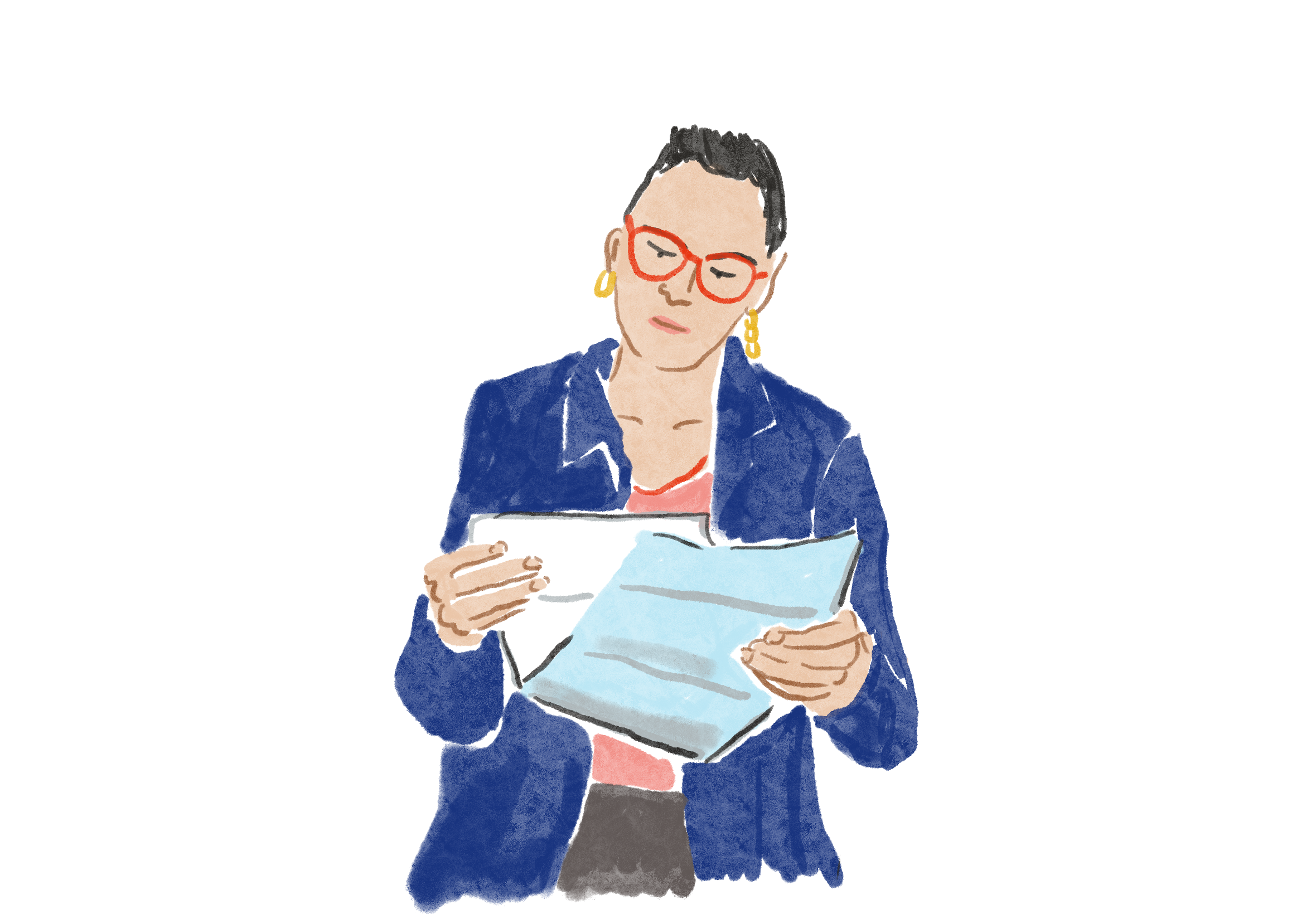 Non Binary person reading letters